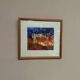 European vintage oil on canvas "Abstract" by unknown artist, glazed and framed 33×30cm