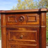 Nightstand with false drawers in walnut and marble, Louis Philippe