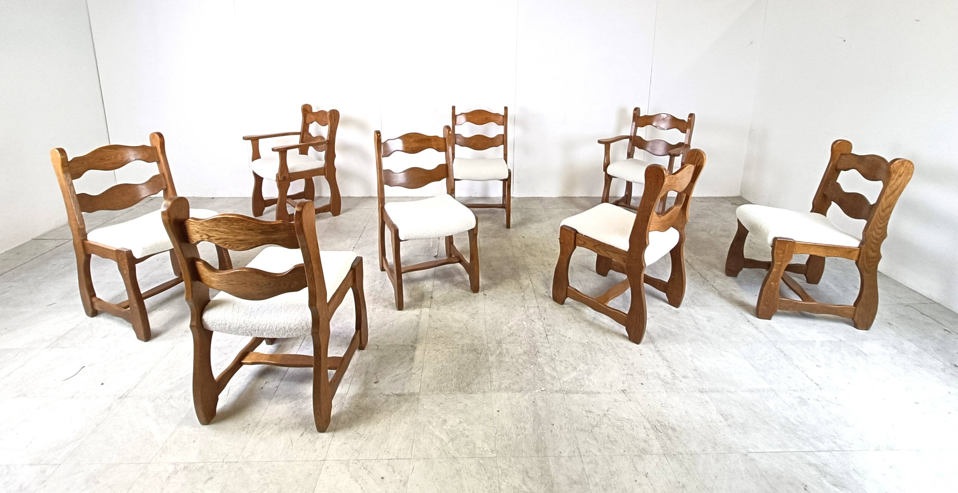 Vintage brutalist dining chairs, set of 8 - 1960s