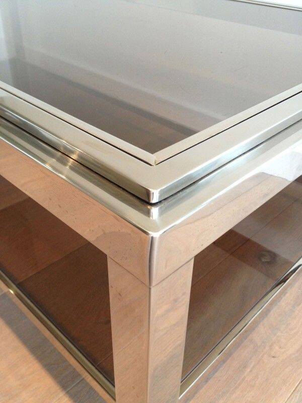 Rectangular chrome coffee table