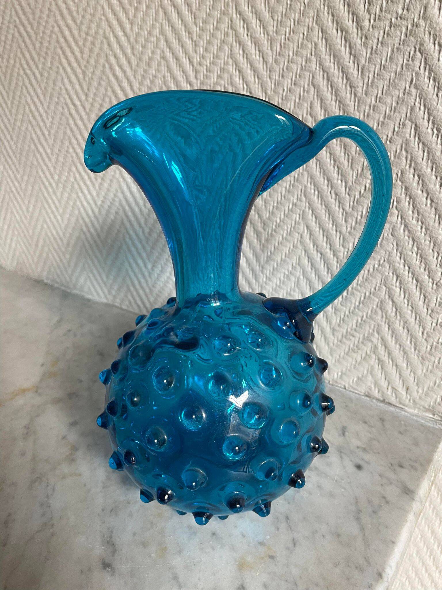 Empoli style studded blue vase