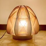 Scandinavian lamp in wood and threads of the 60s