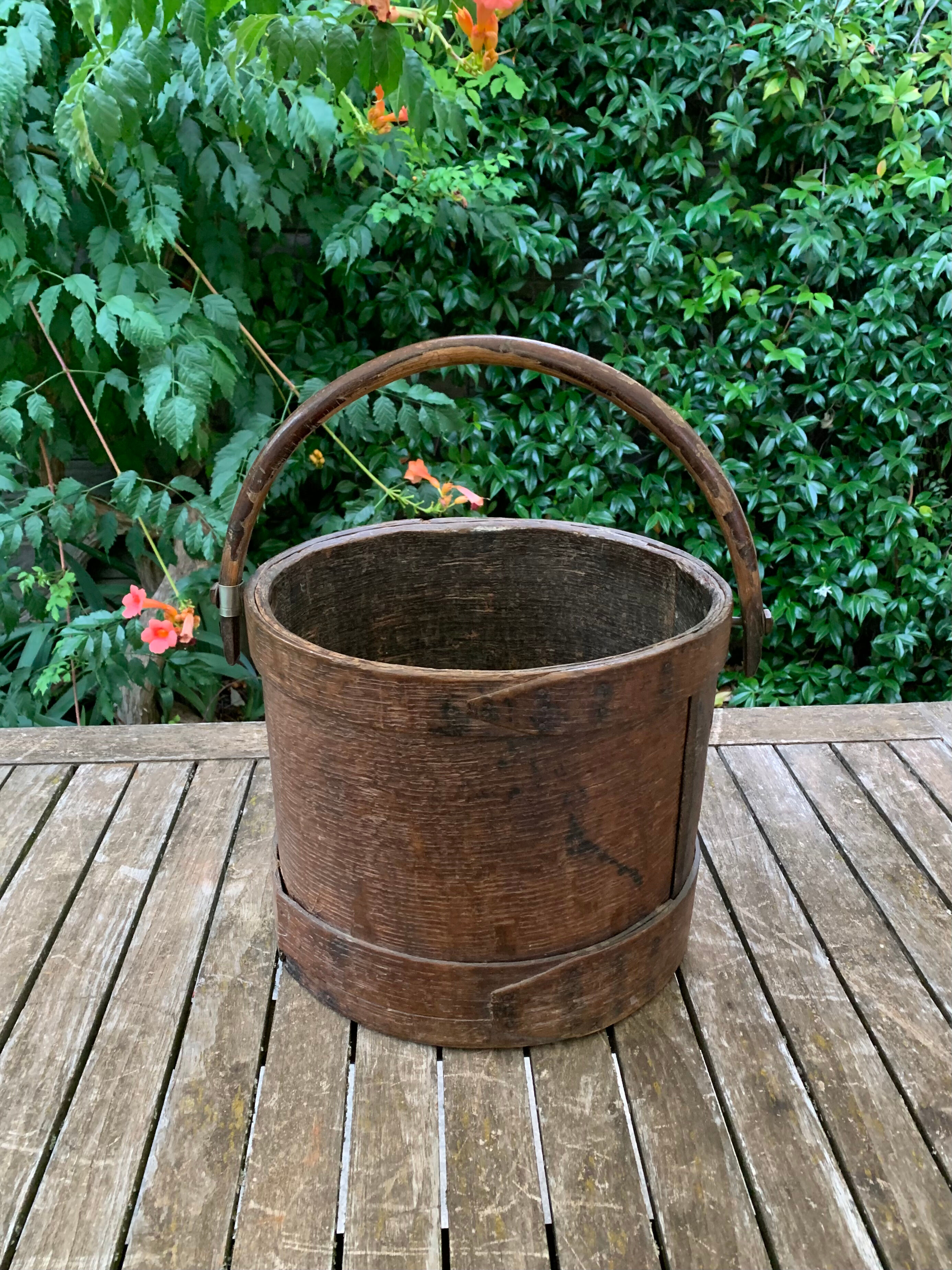 Old wooden bucket