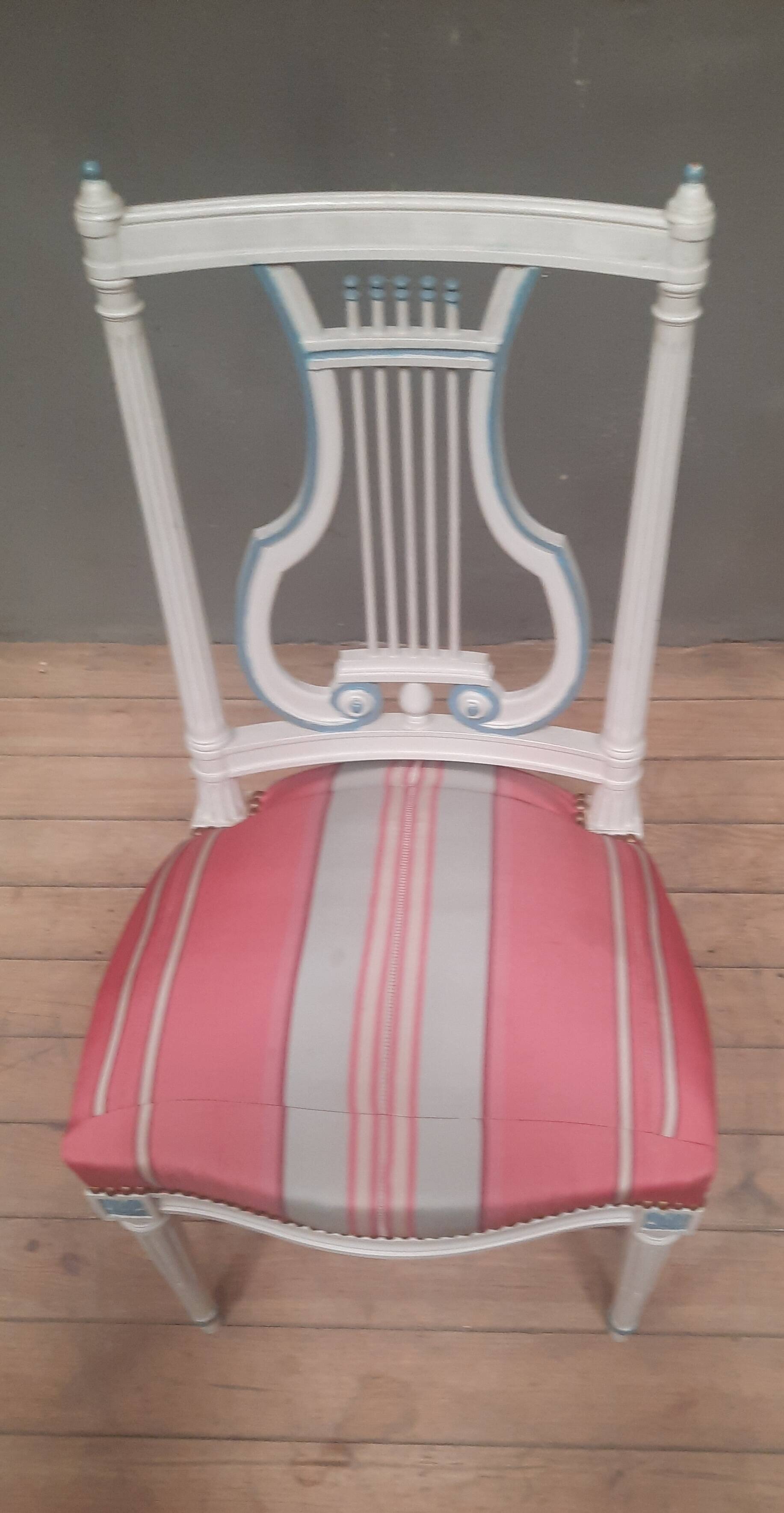 Louis XVI style lacquered chair with lyre back