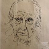 Original portrait sketch of architect Mies Van der Rohe