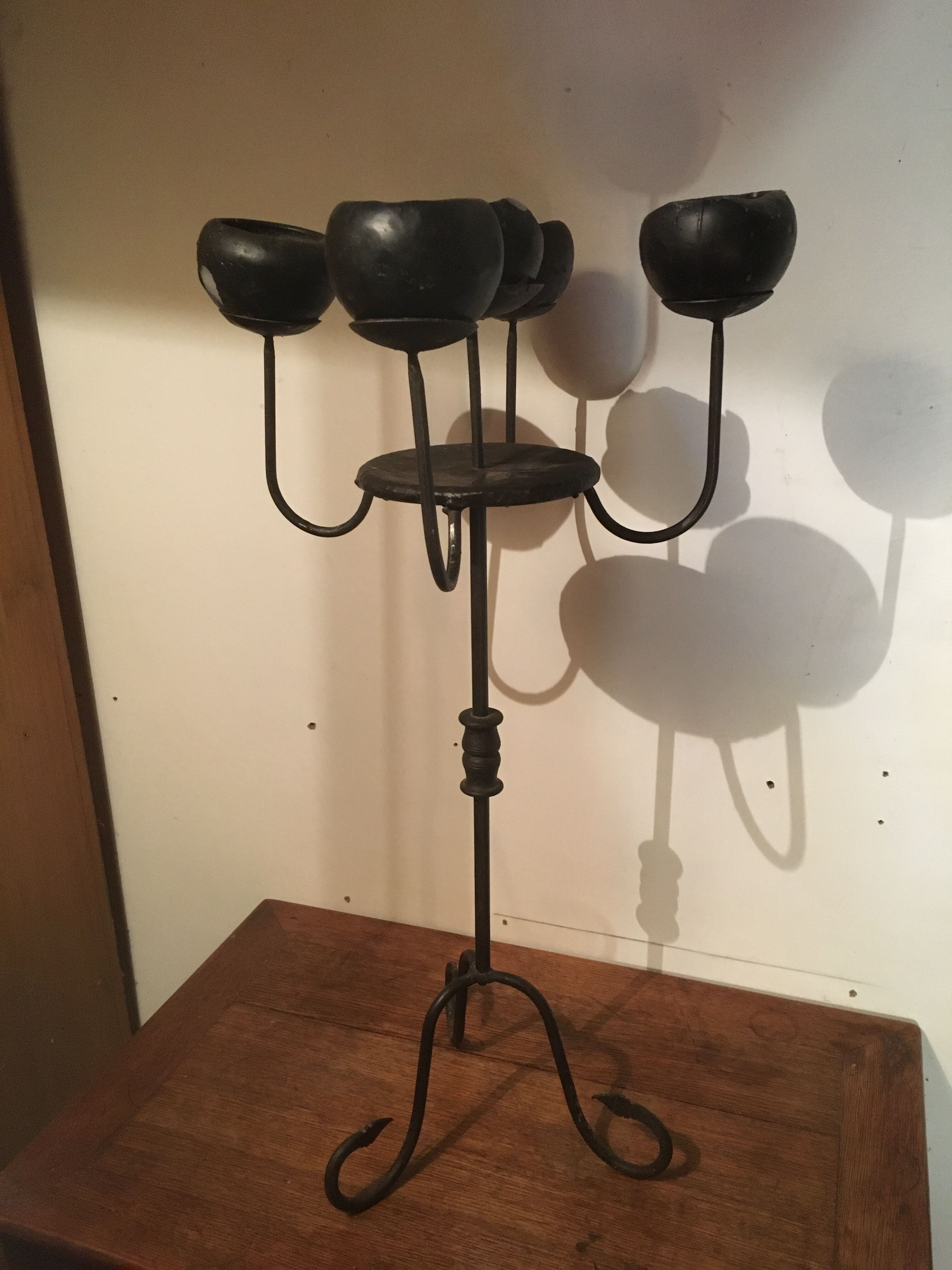 Chandelier 5 candles in wrought iron