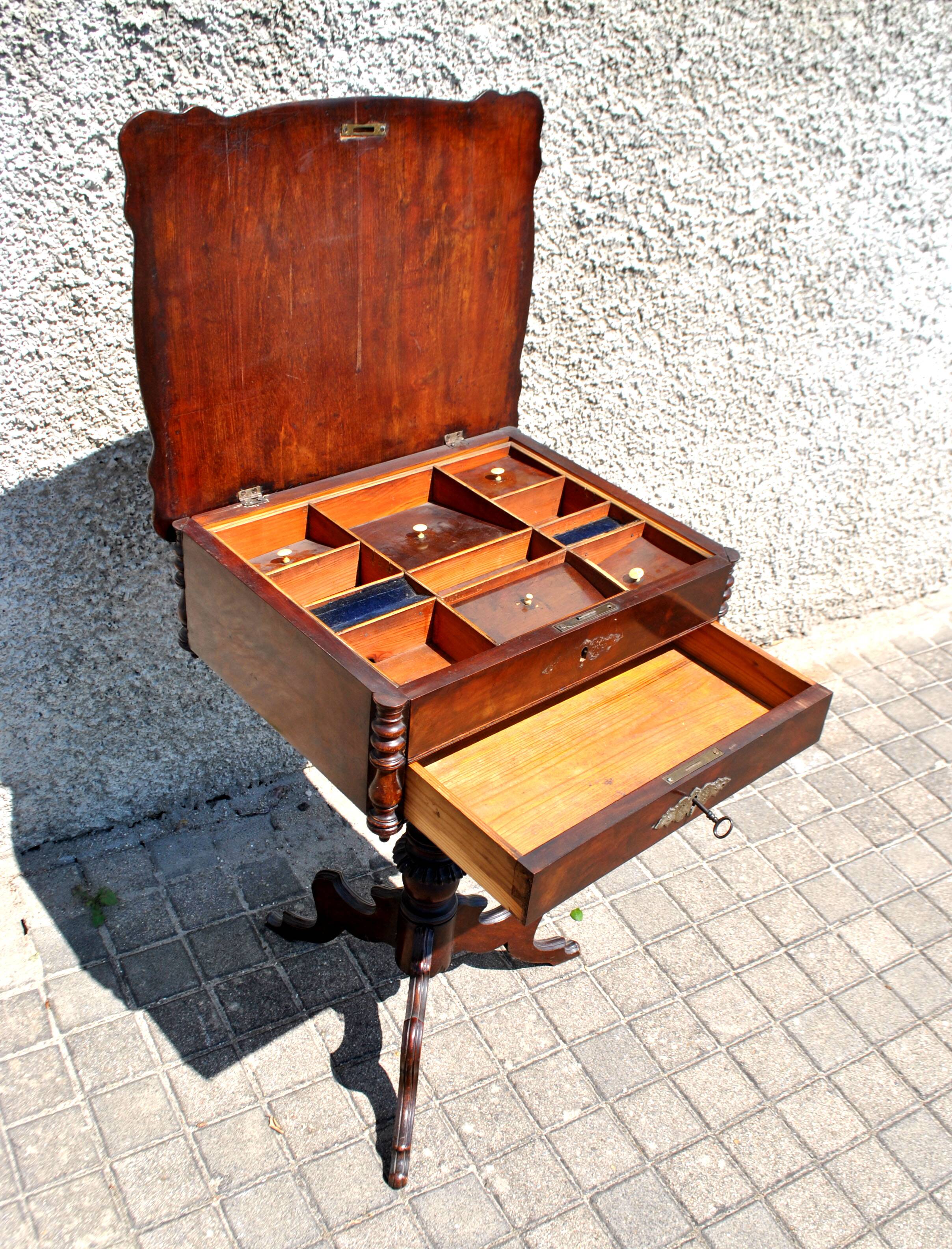 Napoleon III wooden compartment work cabinet Jewelry box