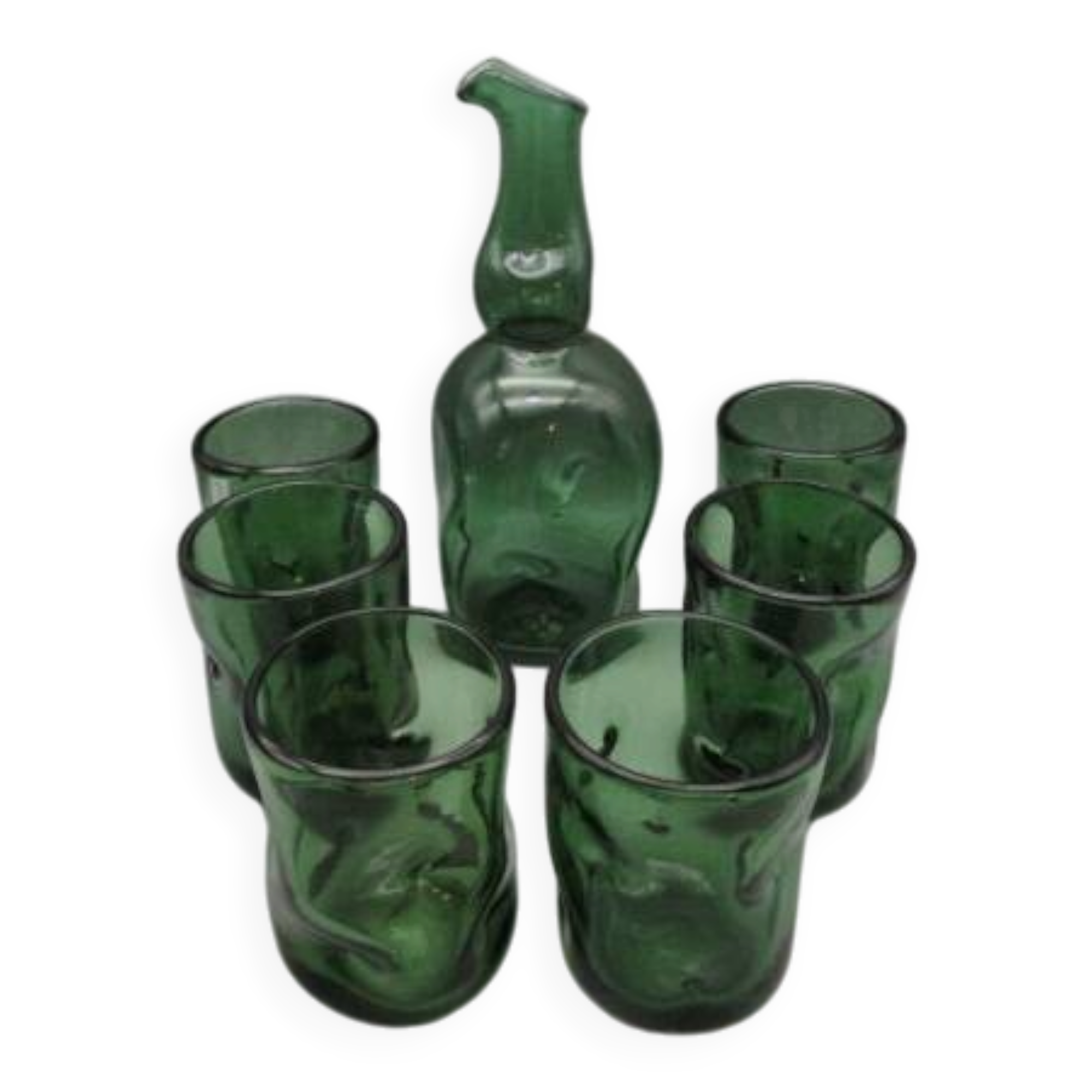 Carafe et 6 verres vintages Empoli - années 60'