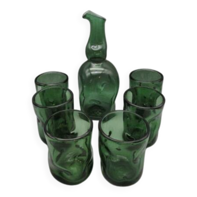 Carafe et 6 verres vintages Empoli - années 60'