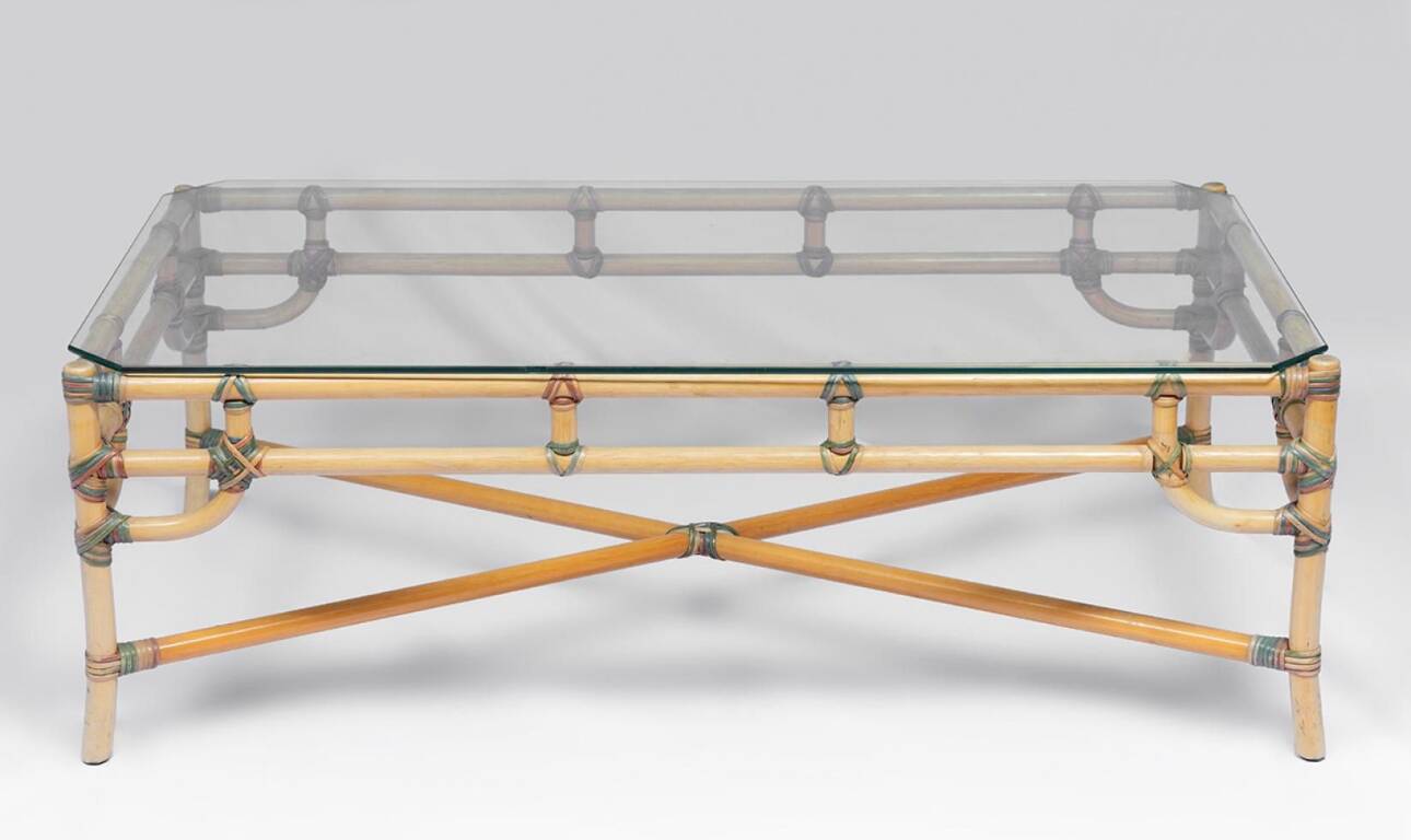 Bamboo and glass coffee table 1970