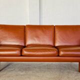 Vintage Danish mid-century Aage Christiansen (Matador) cognac leather sofa 60s