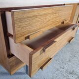 Scandinavian row in rosewood and chrome, 60s