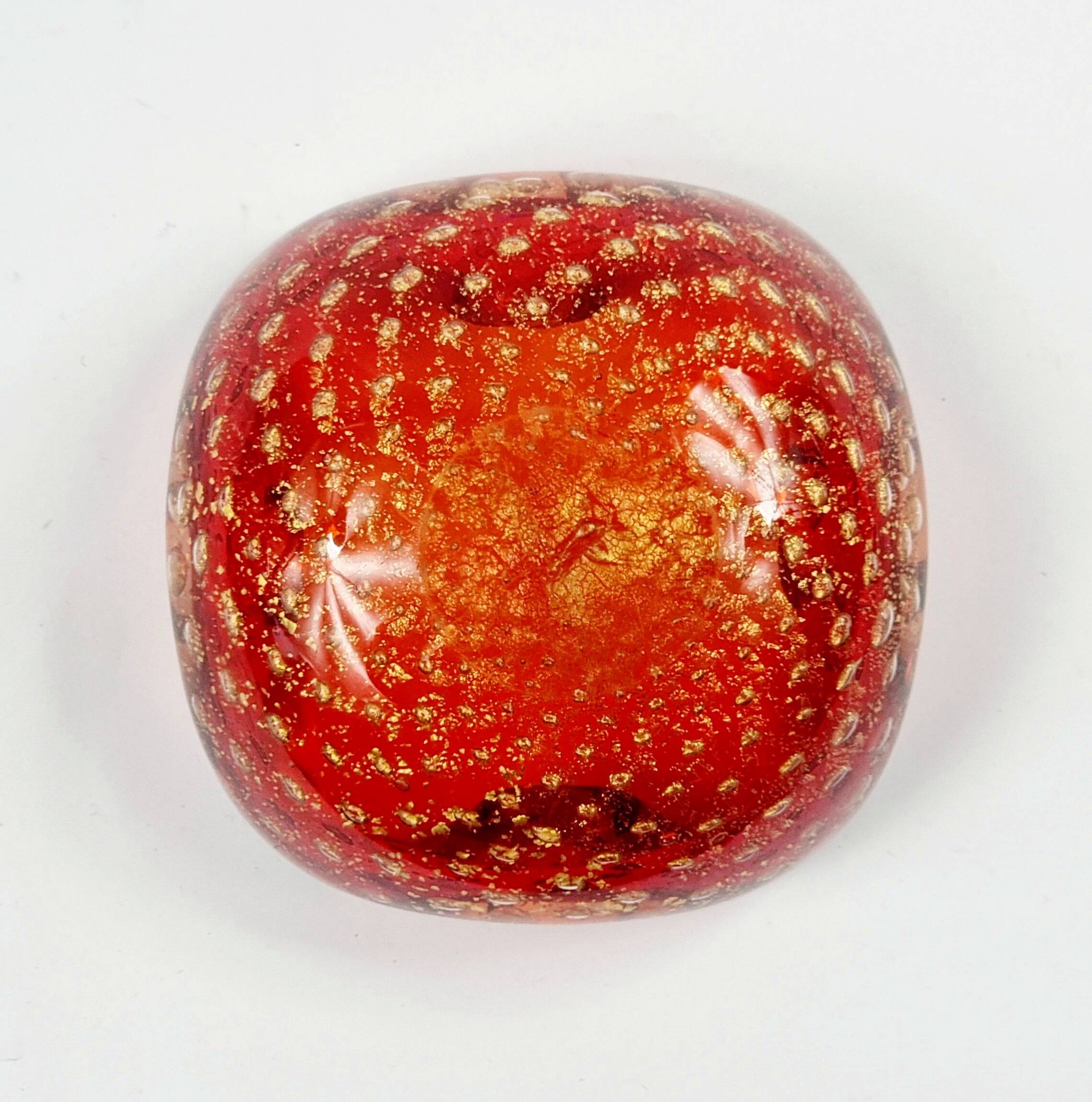 Murano Glass Bowl or Ashtray With Gold Dust & Air Bubbles from Barovier & Toso, Italy, 1960s