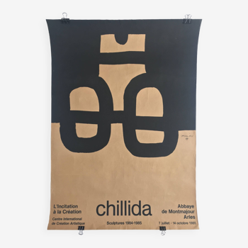 Eduardo chillida (d'ap.) abbaye de montmajour, 1985. affiche originale en sérigraphie sur kraft