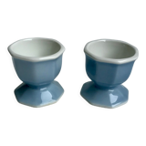 Duo of coquetiers limoges sky blue 50s