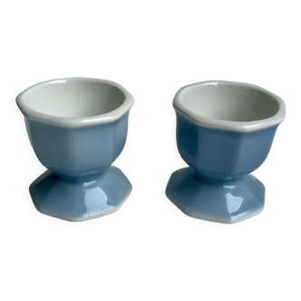 Duo of coquetiers limoges sky blue 50s