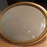 Golden wood oval mirror  67x47cm