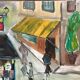 Original Swedish Oil on Canvas – “City Life” by H. Hanson 61 – Vintage & Framed – 72 × 45 cm (28.3" x 17.7")
