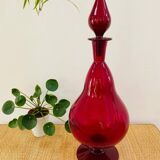 Large blown glass red carafe Blenko / Genie Bottle from the 1960s.