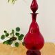 Large blown glass red carafe Blenko / Genie Bottle from the 1960s.