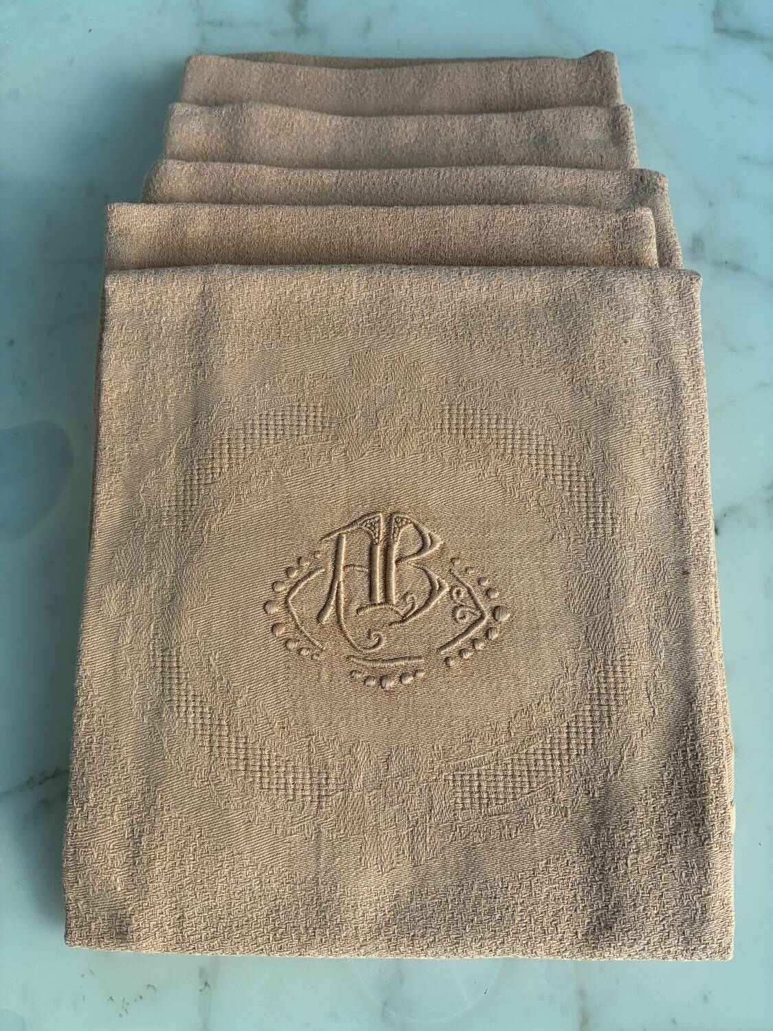 6 vintage monogrammed AB napkins