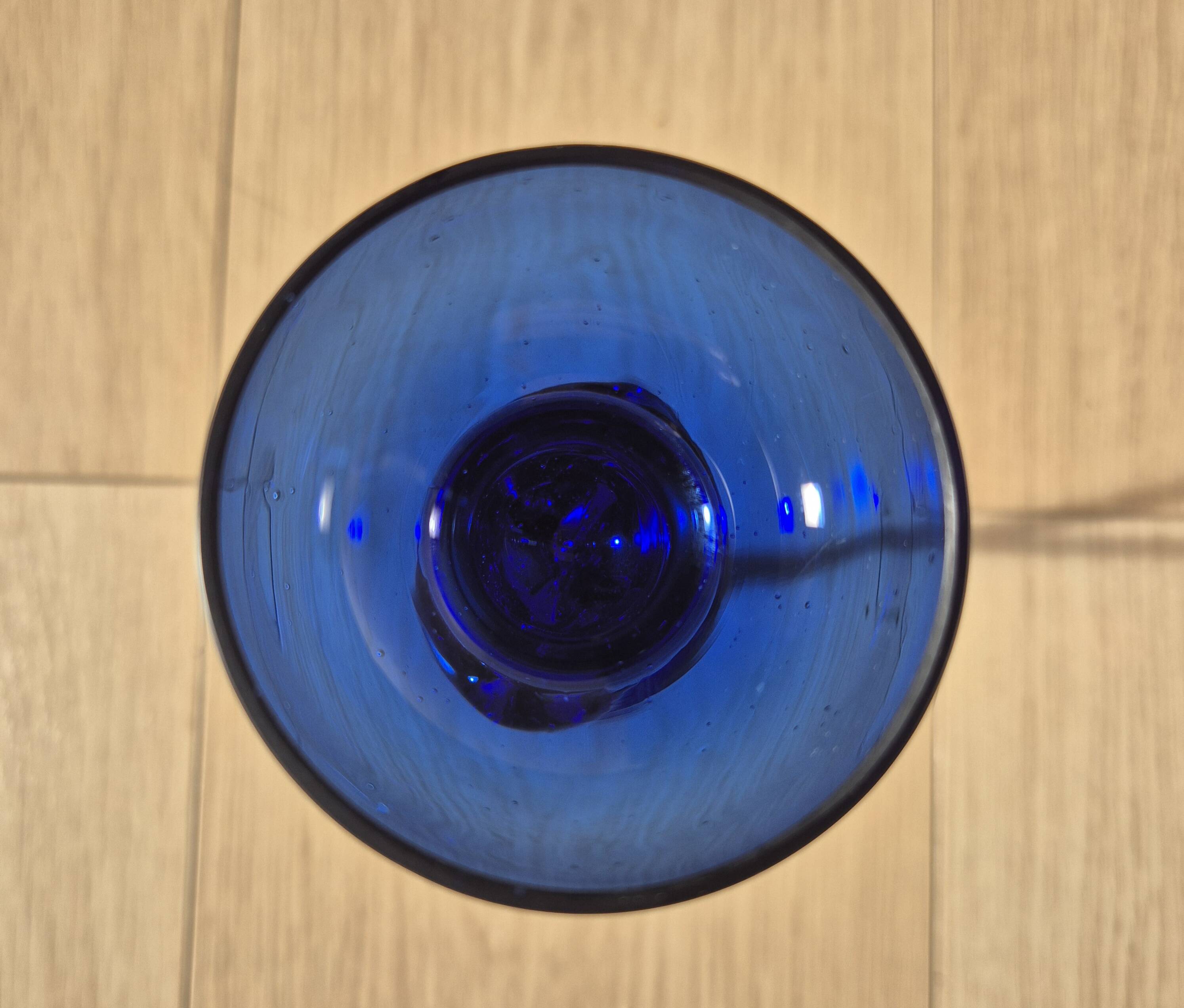 Sculptural Glass Candle Holder in Jozefina Krosno Style – Cobalt Blue