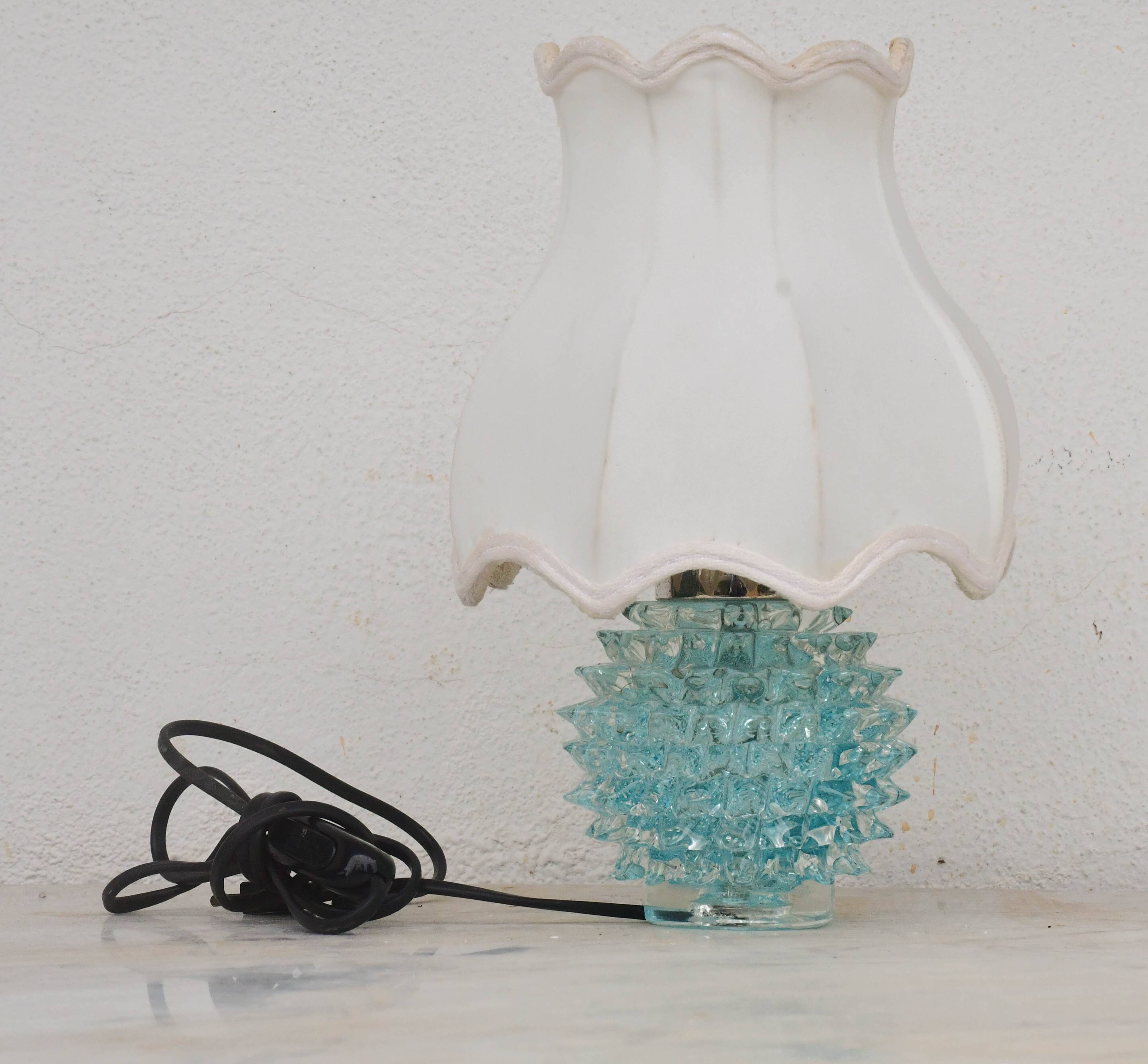 Rare blue table lamp in rostrato Murano glass vase for Barovier & Toso, 1950s
