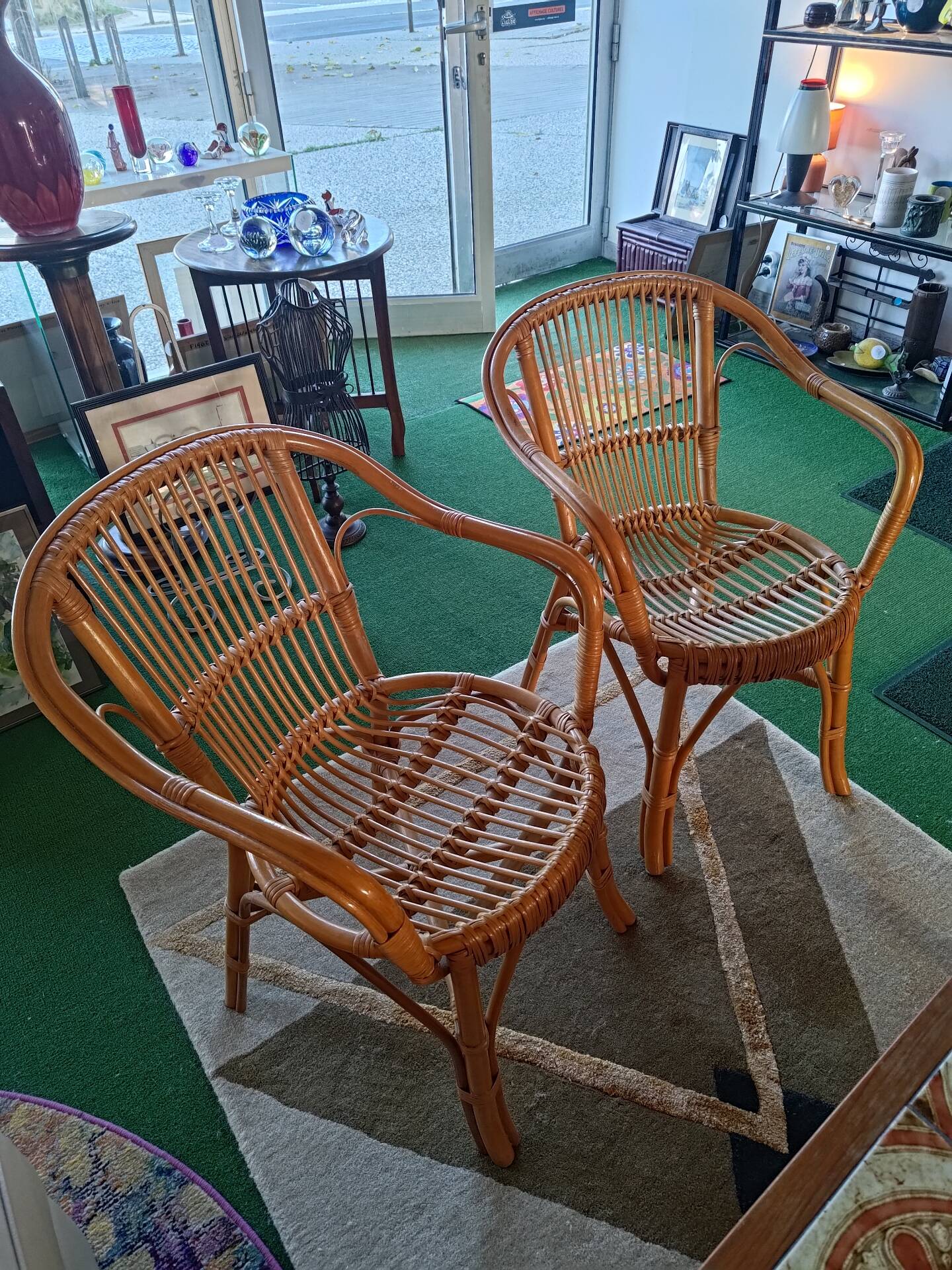 Pair of rattan armchairs