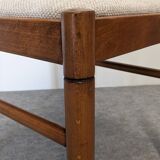 Set of 6 brutalist beech chairs, 1960s-1970s