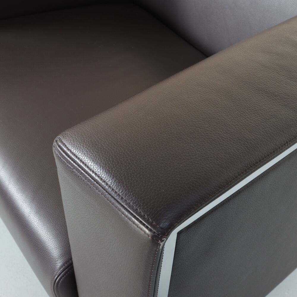 Moroso Steel Leather Lounge Chair, 2000s