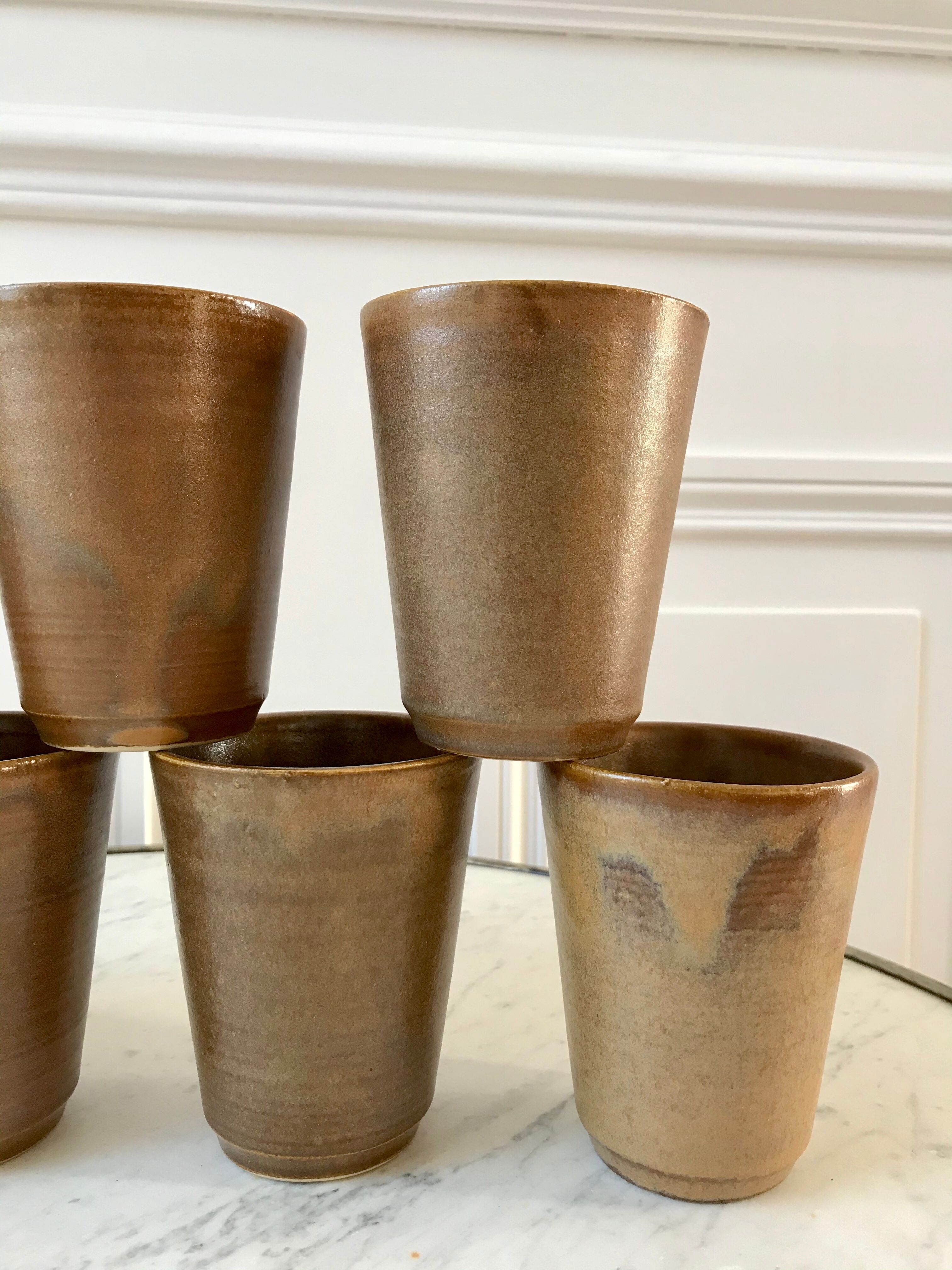Lot de 7 verres en grès Digoin