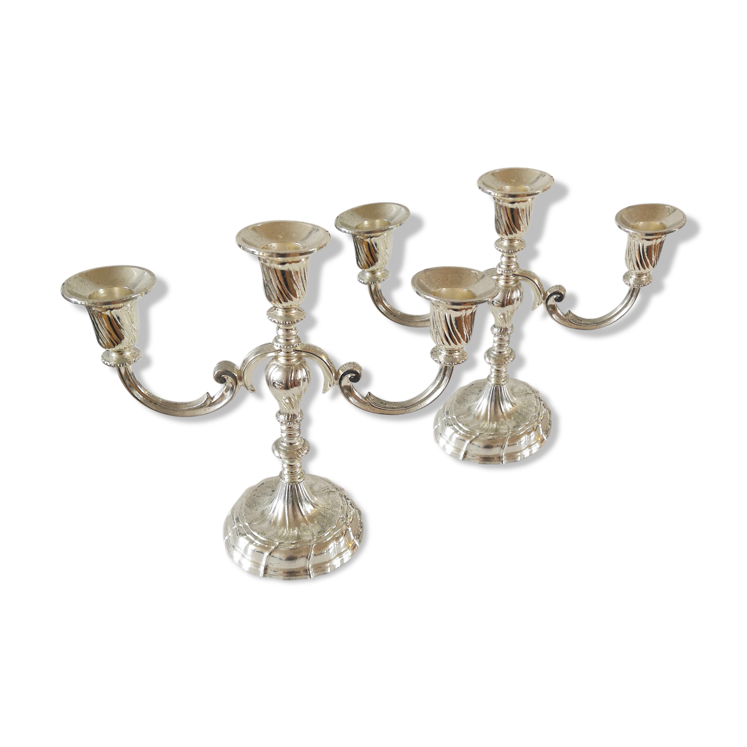 Pair of candlesticks in silver metal design bmf 70s