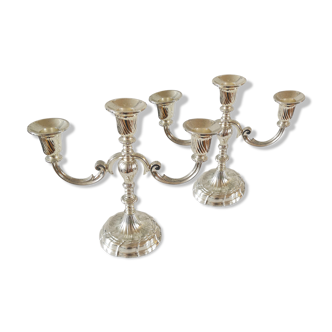 Pair of candlesticks in silver metal design bmf 70s