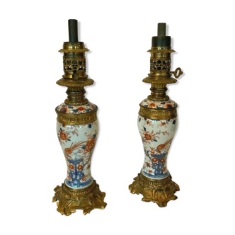 Pair of China porcelain lamp chiseled bronze 19th century