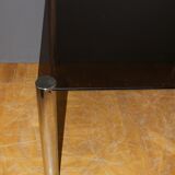 Chrome dining table and 1970 grey smoked glass