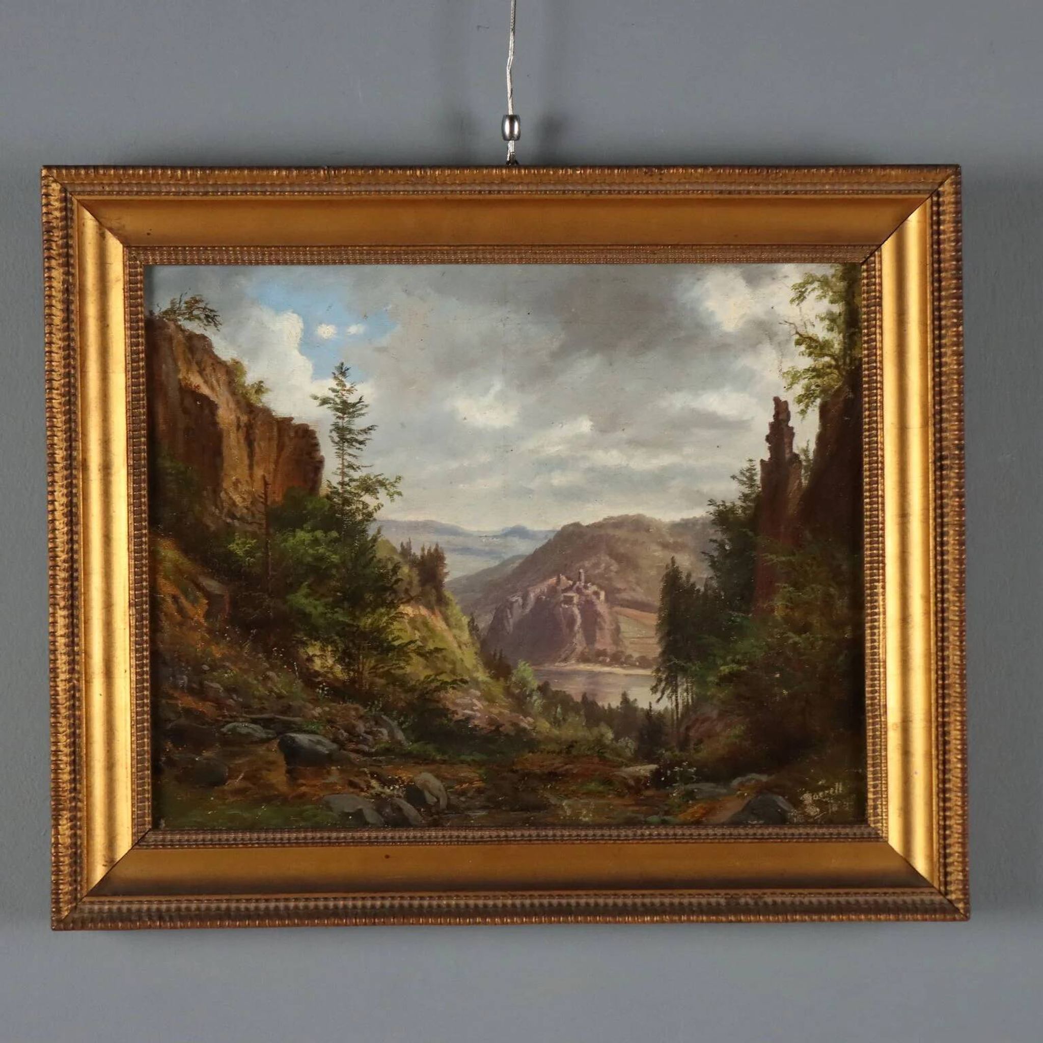 Old painting signed Ernst Gustav Doerell, landscape, 19th century.