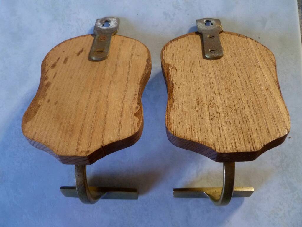 pair of vintage brass hooks