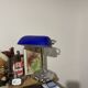Lampe de banquier bleu/argent