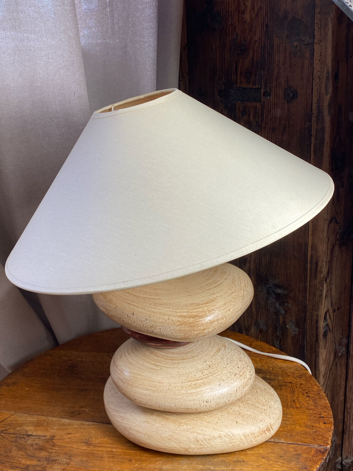 Pebble table lamp, adjustable shade, François Chatain