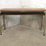 1960s double school desk in oak