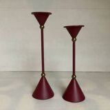 Pair of vintage burgundy candlesticks