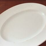 Ancien plat ovale blanc  veillard bordeaux
