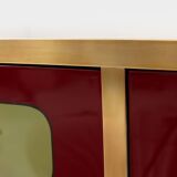 Mid-Century Italian Wood, Brass & Glass Sideboard, 1960s.