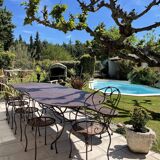 Artisanal wrought iron garden table