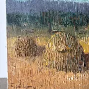 Haystacks, knife oil signed