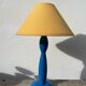 Blue and yellow turned wood lamp SCE 1990