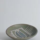 Midcentury-Modern Handmade Stoneware Bowl with Abstract Motif, 1960s