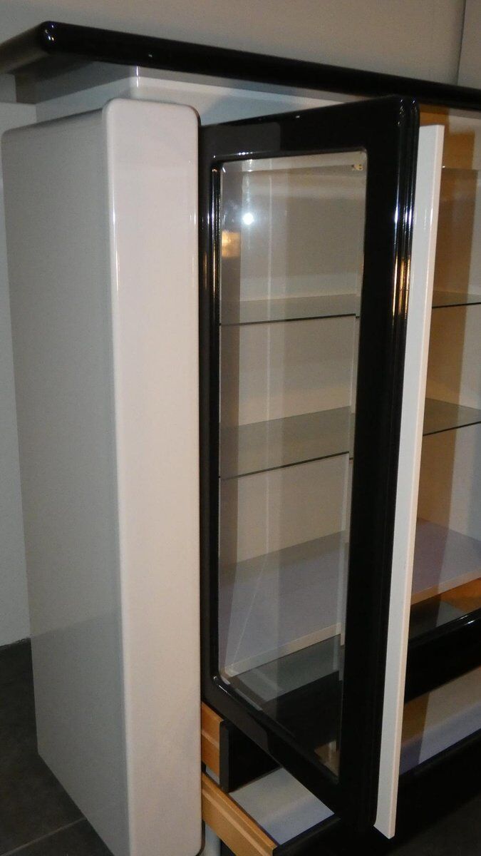 Bicolour lacquered wood bar cabinet, Italy, 1980s