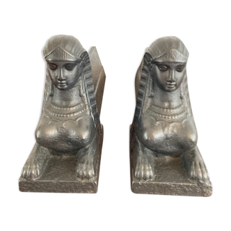 Chenets anciens fonte empire sphinx