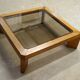 grande table basse en chêne et verre fume, 1970